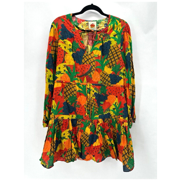 FARM Rio Dresses & Skirts - Farm Rio Anthropologie Fruit‎ Salad Dress Tiered Size L Capsule Tropical Resort